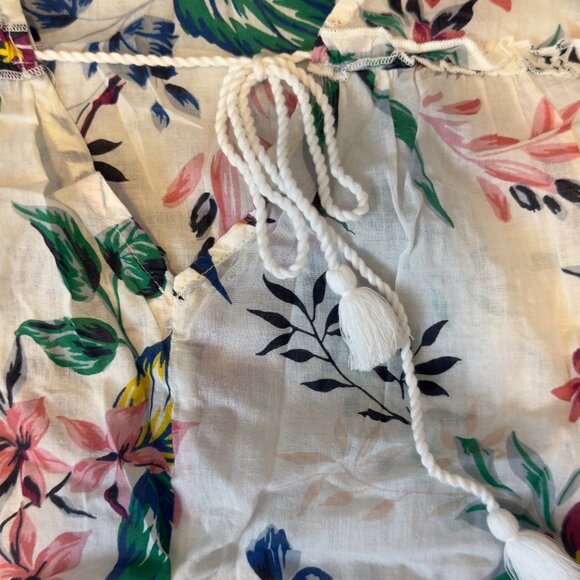 Joe Fresh Sheer Floral Blouse With Open Sleeves Size Small - Picture 2 of 5